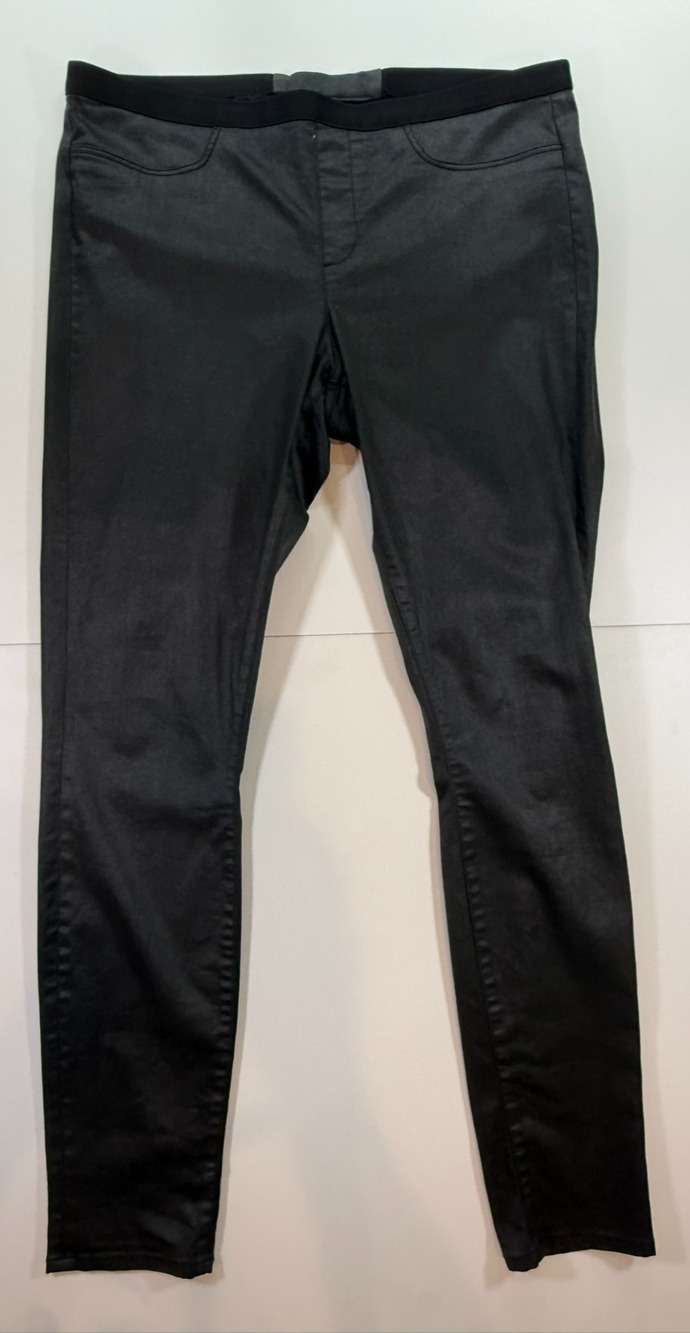 HELMUT LANG Ladies FAUX LEATHER FINISH PANTS ELASTIC WAIST SZ 31